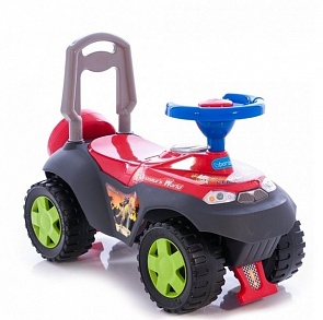 Детская красная каталка со звуковыми и световыми эффектами Dinosauros World Tolocar (Jetem, 3101_красный)